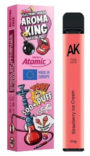 Aroma King Vape E-Zigarette - 0mg Nikotinfrei - 700 Züge - Strawberry Ice Cream